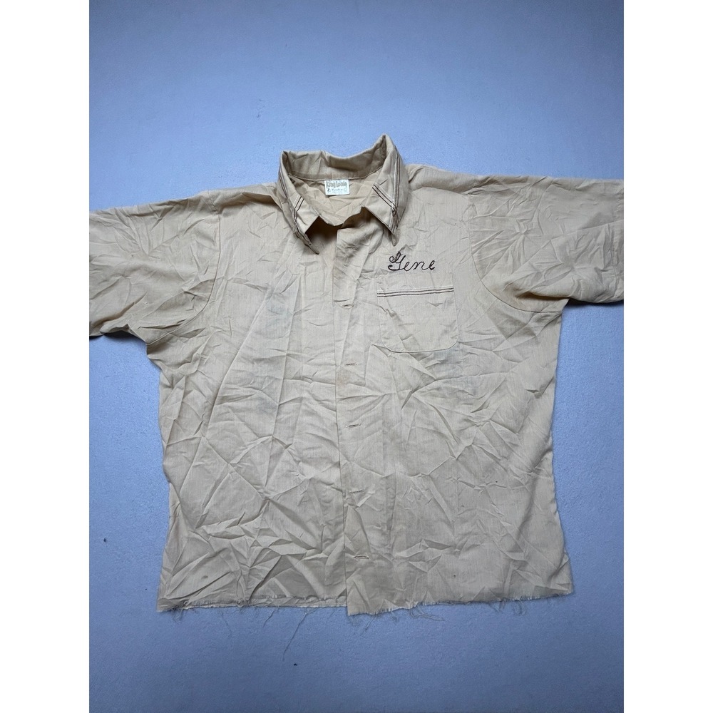 King Louie Bowling Shirt Rayon Tan Large Mens